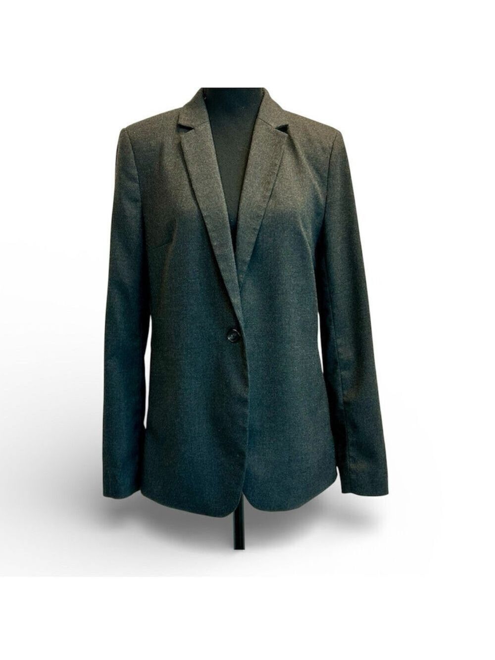 RW&CO dark charcoal gray single breasted blazer jacket stretch lining 10 NWOT